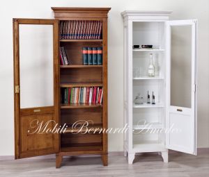 Vetrina libreria realizzata in legno massello di noce ad 1 anta